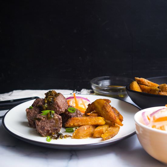 Saikoro Steak with Scallion Sauce
