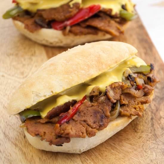 Vegan Philly Cheesesteak Sandwich
