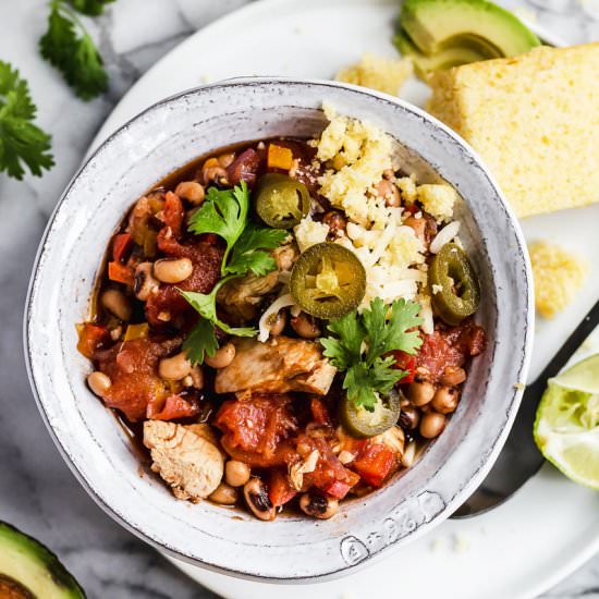 Chicken Chili with Black Eyed Peas