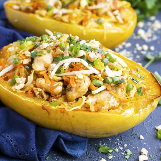 Spaghetti Squash Chicken Pad Thai