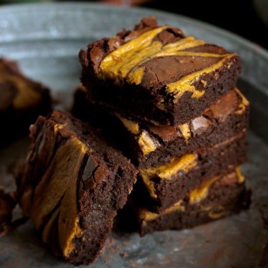 Pumpkin Swirl Bourbon Brownies