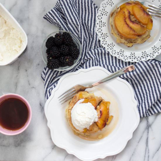 Peach Upside Down Bread Pudding