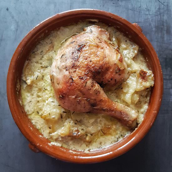 BAKED CHICKEN AND CREAMY POTATOES