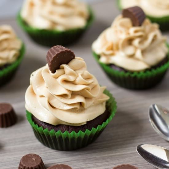 Chocolate peanut butter cupcakes