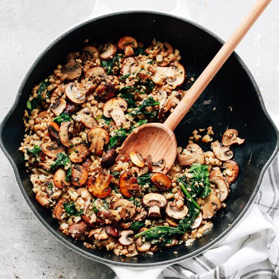 Mushroom Cauliflower Rice Skillet
