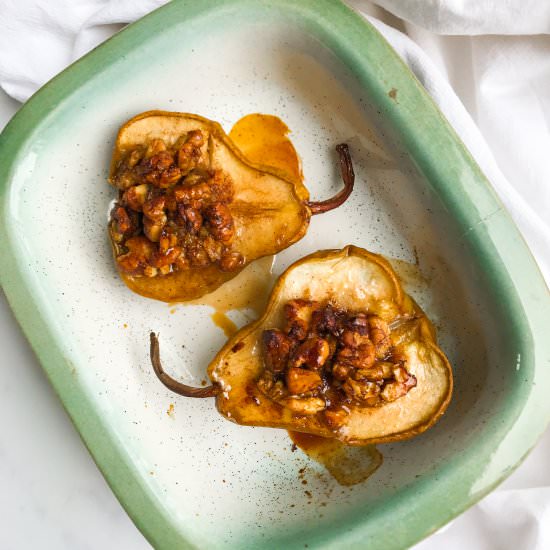 Maple & walnut baked pears