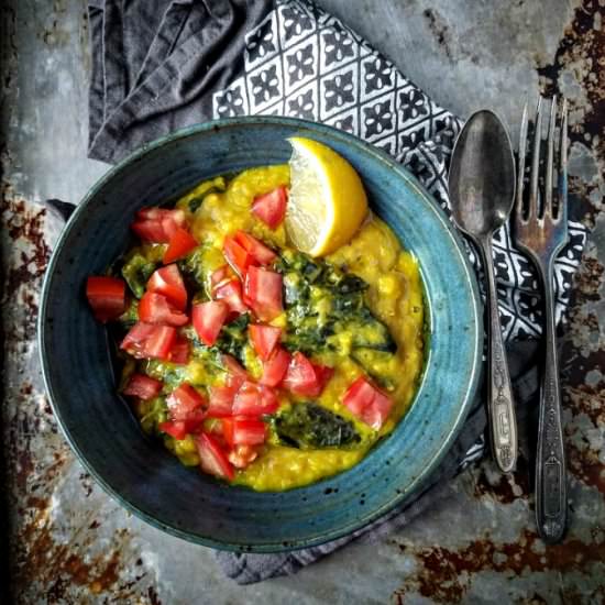 Coconut Milk Red Lentils with Kale