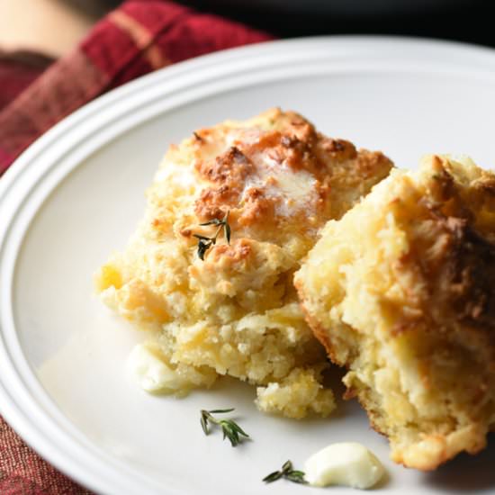 Cheddar-Apple Skillet Drop Biscuits
