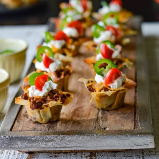 Mini Taco Wonton Cup Appetizers