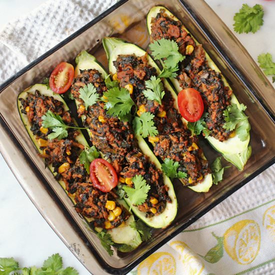 Zucchini Turkey Taco Boats