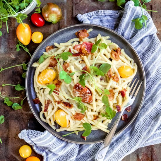 One Pot Bacon & Tomato Bucatini