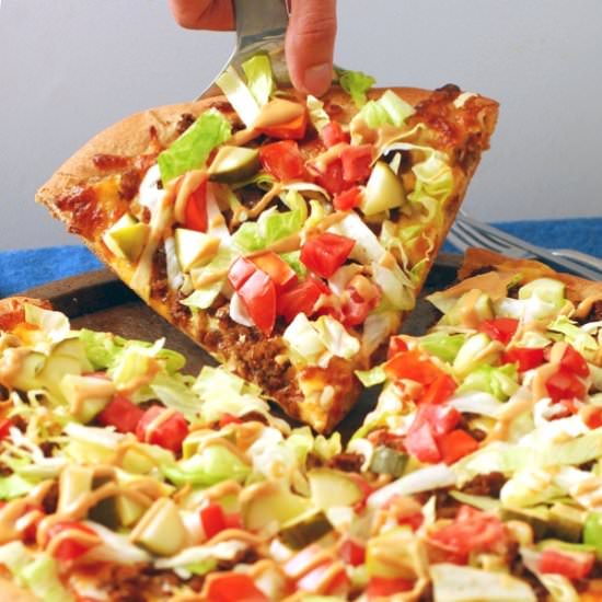 Vegetarian Cheeseburger Pizza
