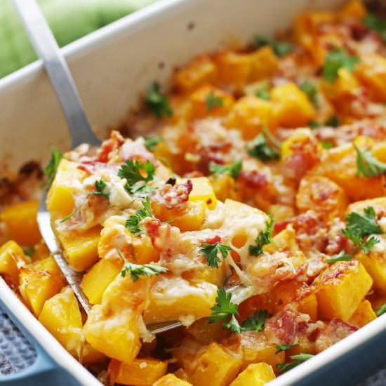 Baked Bacon Cheese Butternut Squash