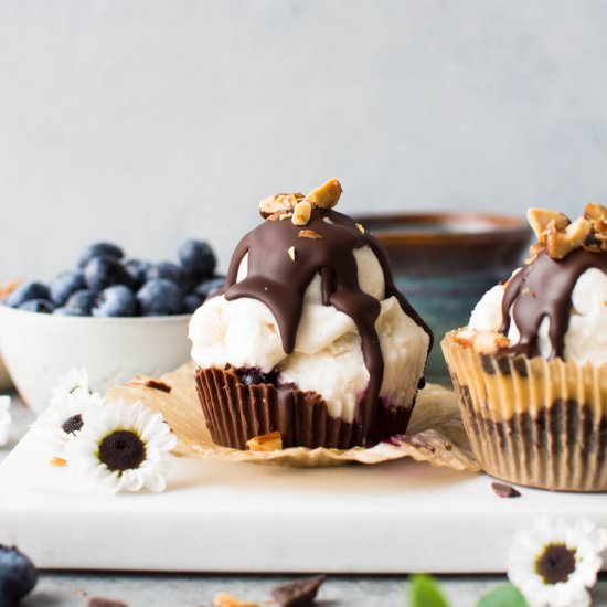 Chocolate Blueberry Ice Cream Cups