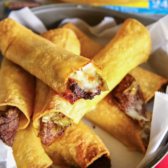 Air Fried Philly Cheesesteak Taquitos