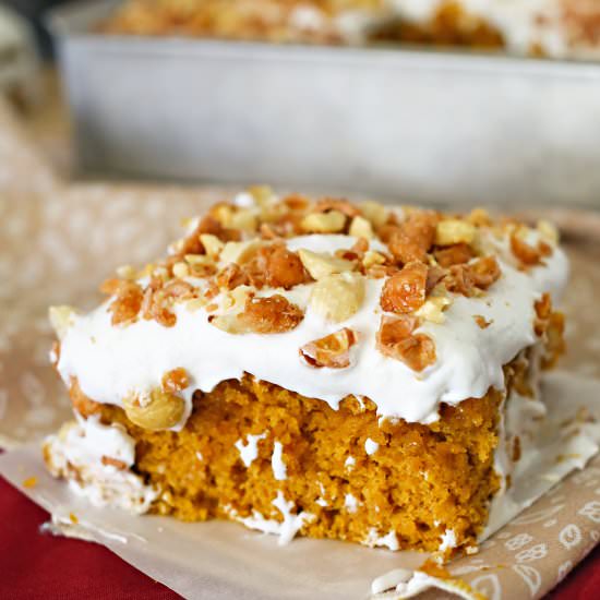 Pumpkin Caramel Poke Cake