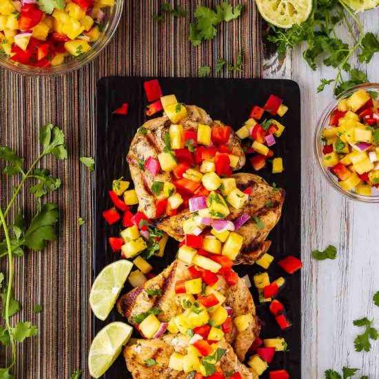 Lemon Garlic Chicken Pineapple Salsa