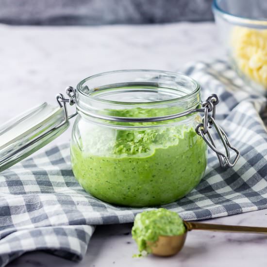 Spinach Pesto with Feta & Walnuts