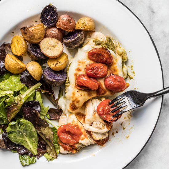 Sheet Pan Pesto Chicken Dinner