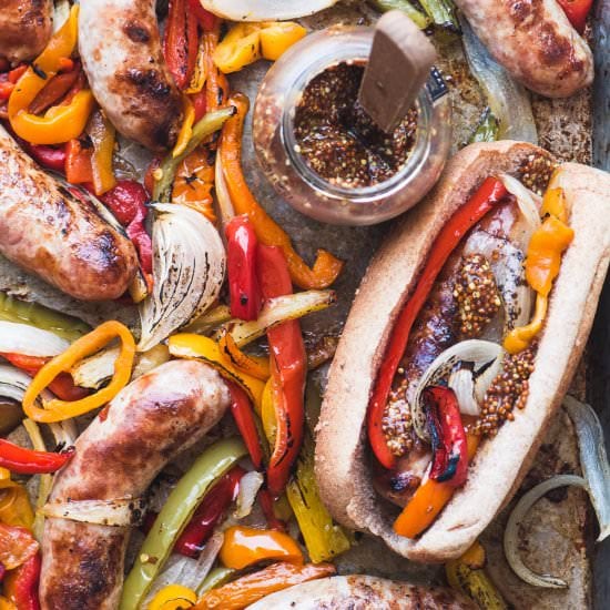 Sheet Pan Peppers and Brats