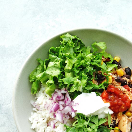 Healthy Slow Cooker Burrito Bowls