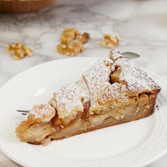 Apple Walnut Linzer Tart