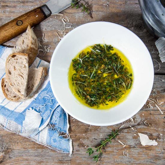 Olive oil bread dip with herbs