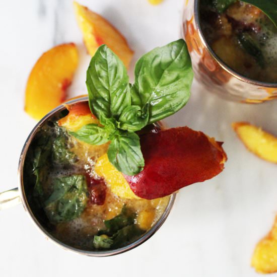 Peach Basil Bourbon Smash