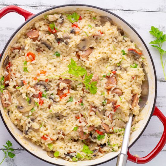 Mushroom, Chorizo & Chiili Risotto
