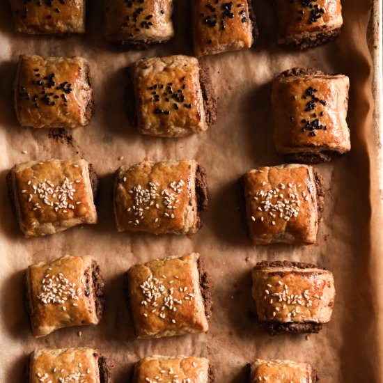 Vegetarian gf sausage rolls
