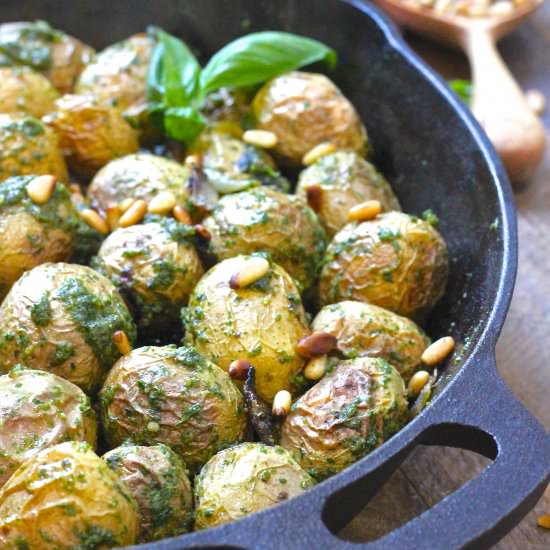 Roasted Baby Potatoes with Pesto