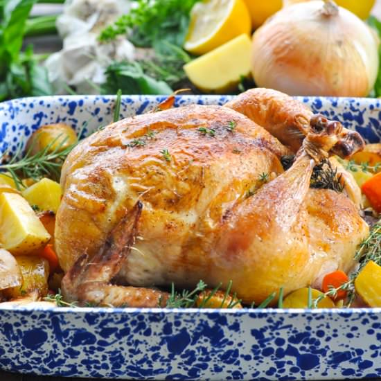 Crispy Roast Chicken with Veggies