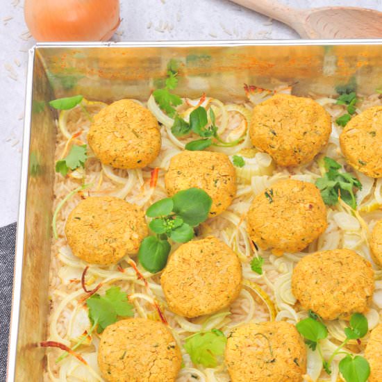 Baked Falafels on Rice