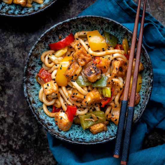 Stir-fried tofu and peppers