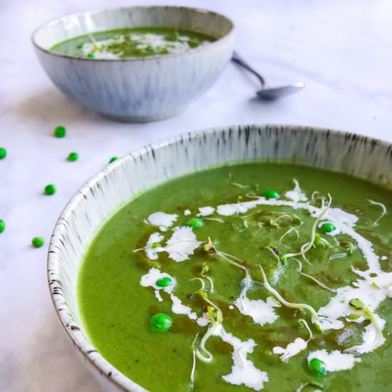 Pea & Watercress soup with herbs