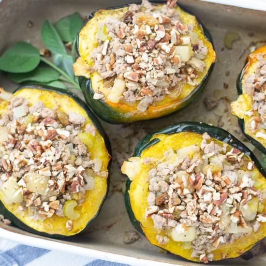 Apple Turkey Pecan Stuffed Squash