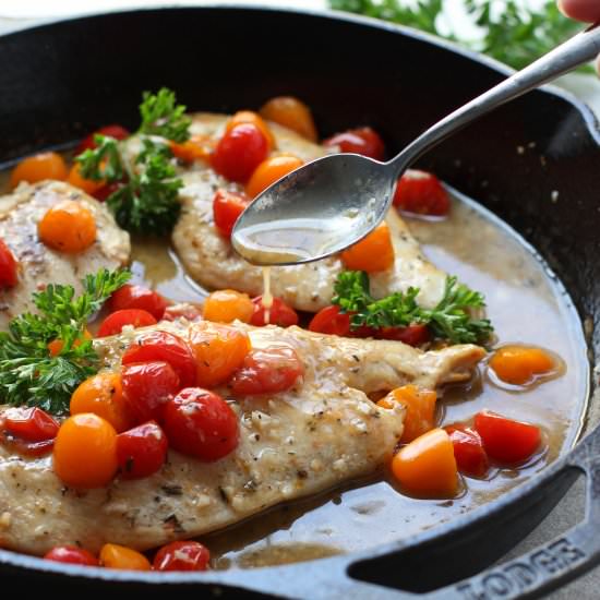 White Wine Tomato Skillet Chicken