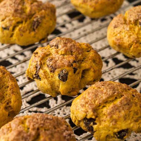 Pumpkin Scones with Whisky Raisins