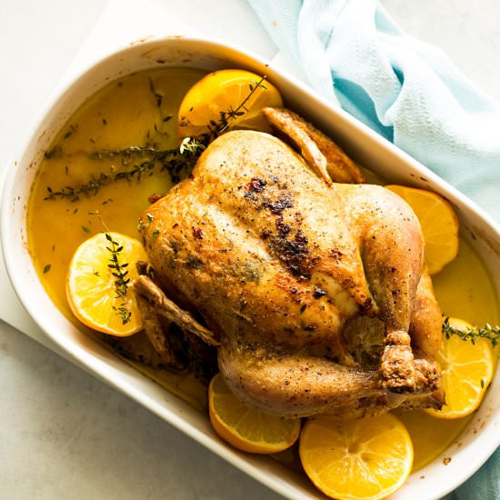 Lemon & Thyme Brined Roast Chicken