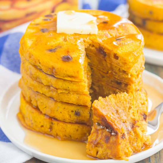 Pumpkin Chocolate Chip Pancakes