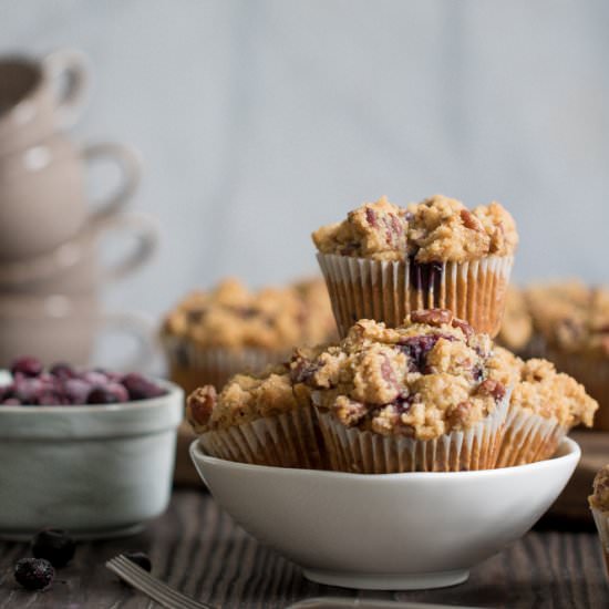 Banana Blueberry Crumble Muffins