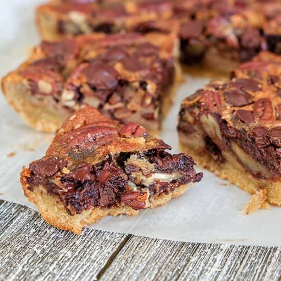Chocolate Pecan Shortbread Squares