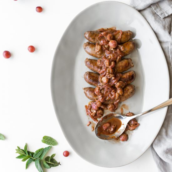 sausages with grapes and balsamic