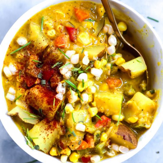 Vegan Green Chile Corn Chowder