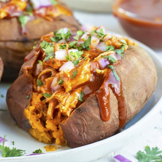 BBQ Chicken Stuffed Sweet Potatoes
