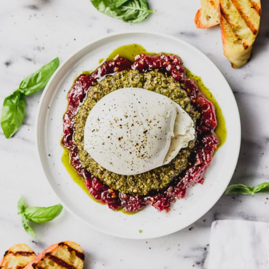 Pesto Tomato Burrata Spread
