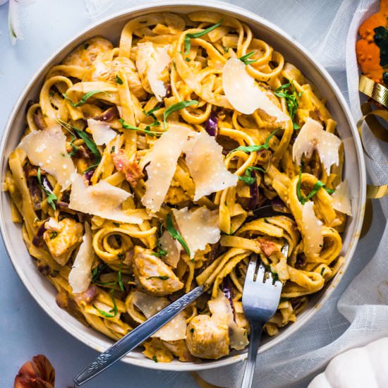 Chicken Fettuccine w Pumpkin Sauce