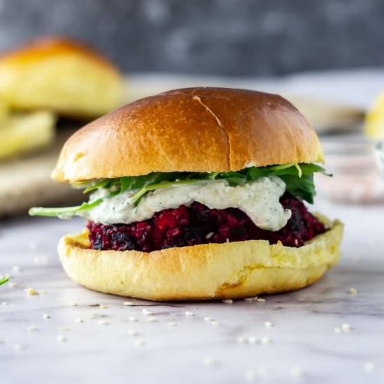 Beetroot Burgers with Whipped Feta