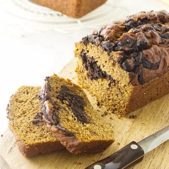 fudge swirled pumpkin bread