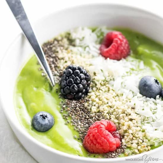 KETO LOW CARB GREEN SMOOTHIE BOWL